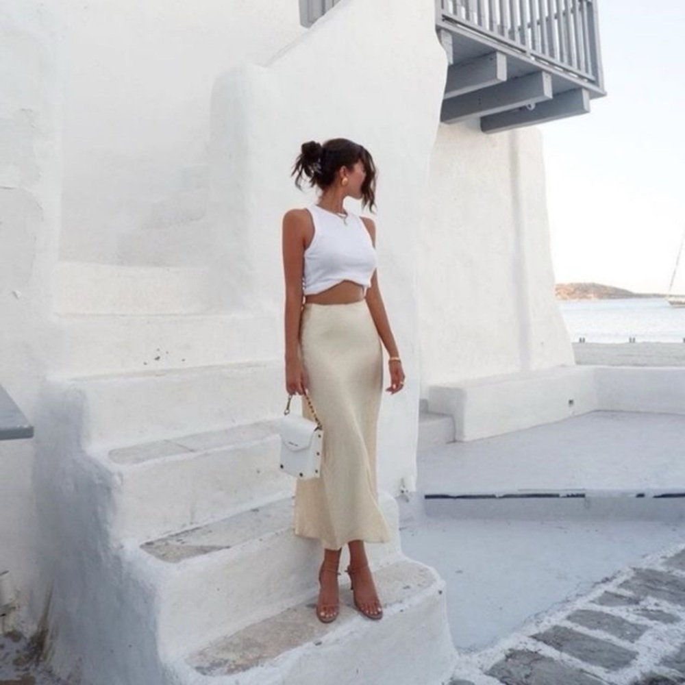 White Satin Maxi Skirt